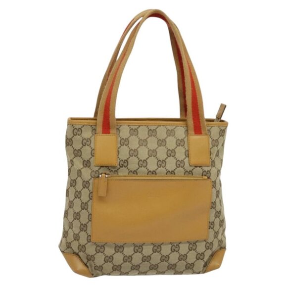 GUCCI GG Canvas Sherry Line Tote Bag Beige Silver 019 0402 1705 Auth sw1310 - Picture 1 of 16